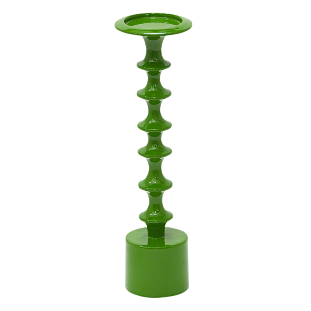 Candle holder leaf green enamel ALU RAW 13x13x42