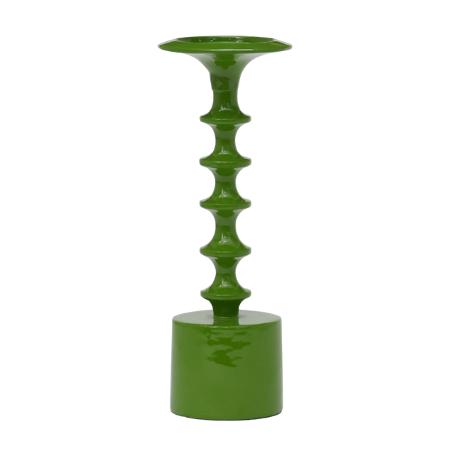 Candle holder leaf green enamel ALU RAW 13x13x32