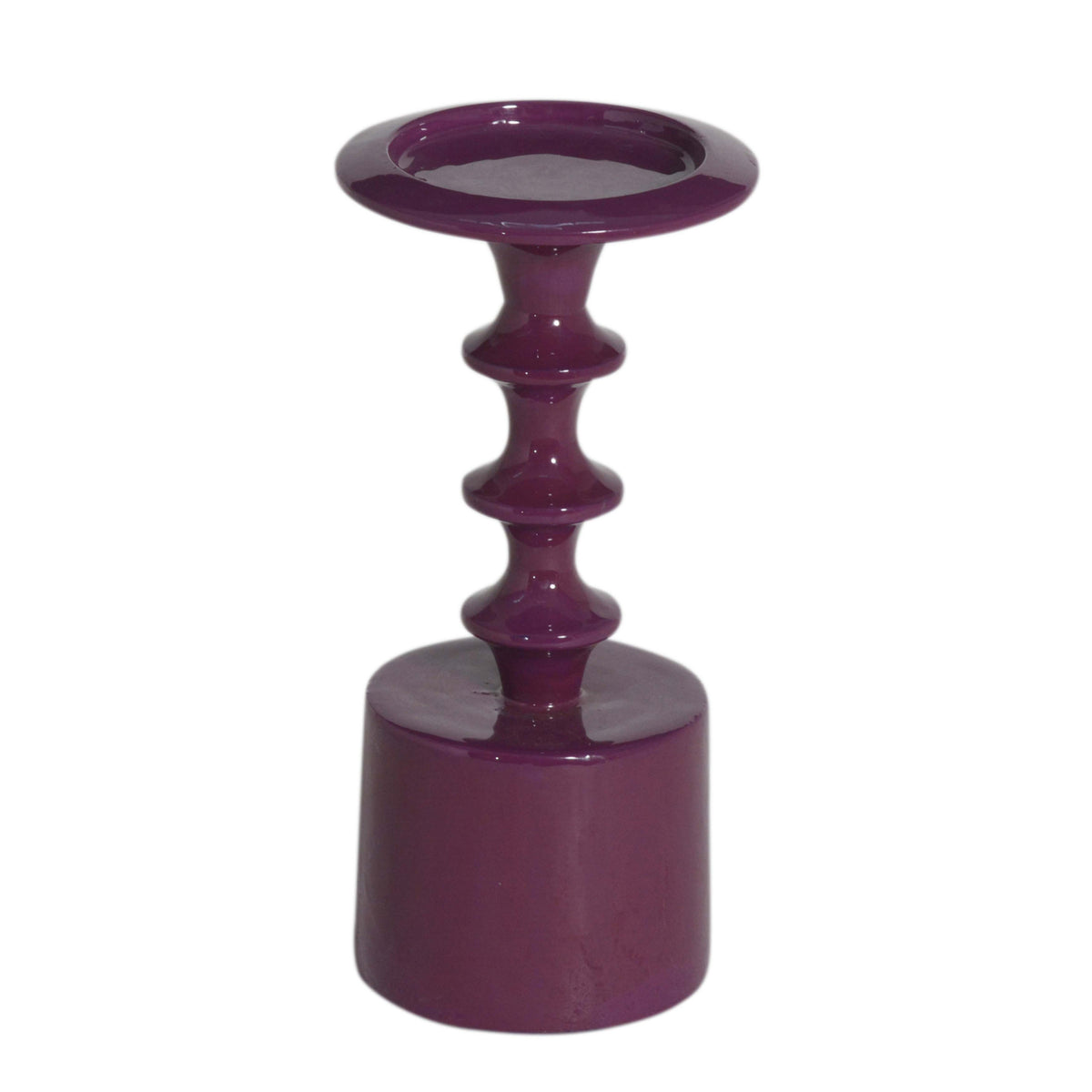 Candle holder dark purple enamel ALU RAW 13x13x24