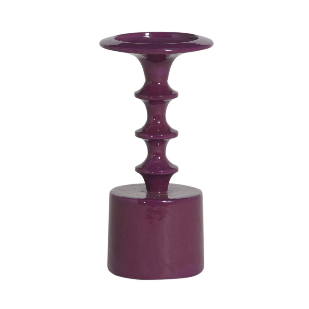 Candle holder dark purple enamel ALU RAW 13x13x24