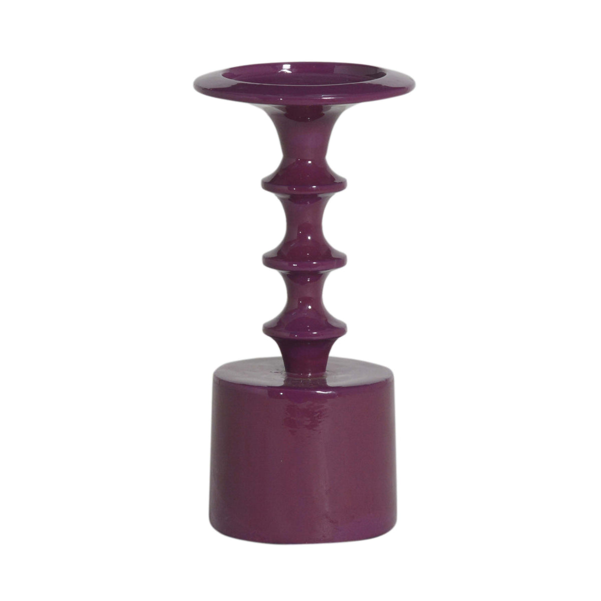 Candle holder dark purple enamel ALU RAW 13x13x24