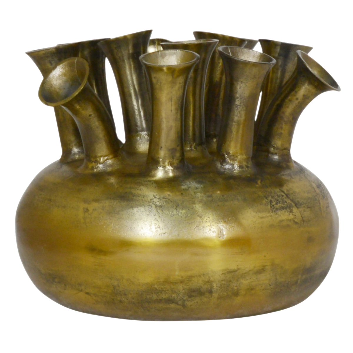Vase 12/mouth ALU RAW/ANT.GOLD 49x49x43
