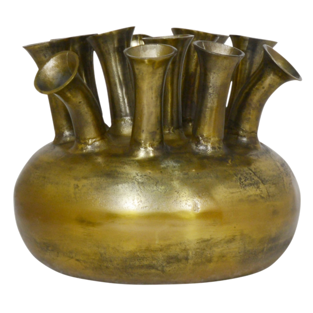 Vase 12/mouth ALU RAW/ANT.GOLD 49x49x43