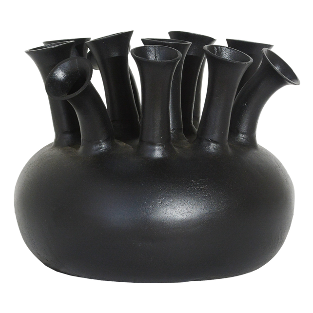 Vase 12/mouth ALU RAW/MATTBLACK 49x49x43
