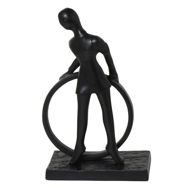Decorative ornament person ALU RAW/MATTBLACK 17x9x28