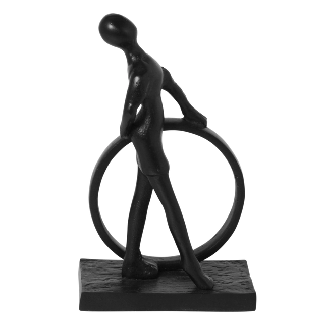 Decorative ornament person ALU RAW/MATTBLACK 17x9x28
