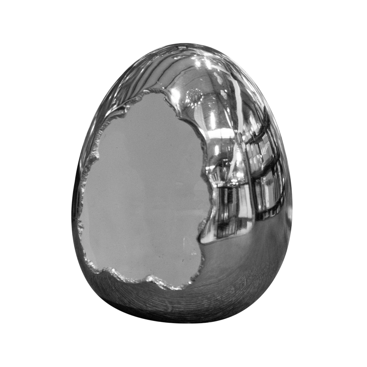 Decorative egg w/white enamel ALU/NI 11x11x15