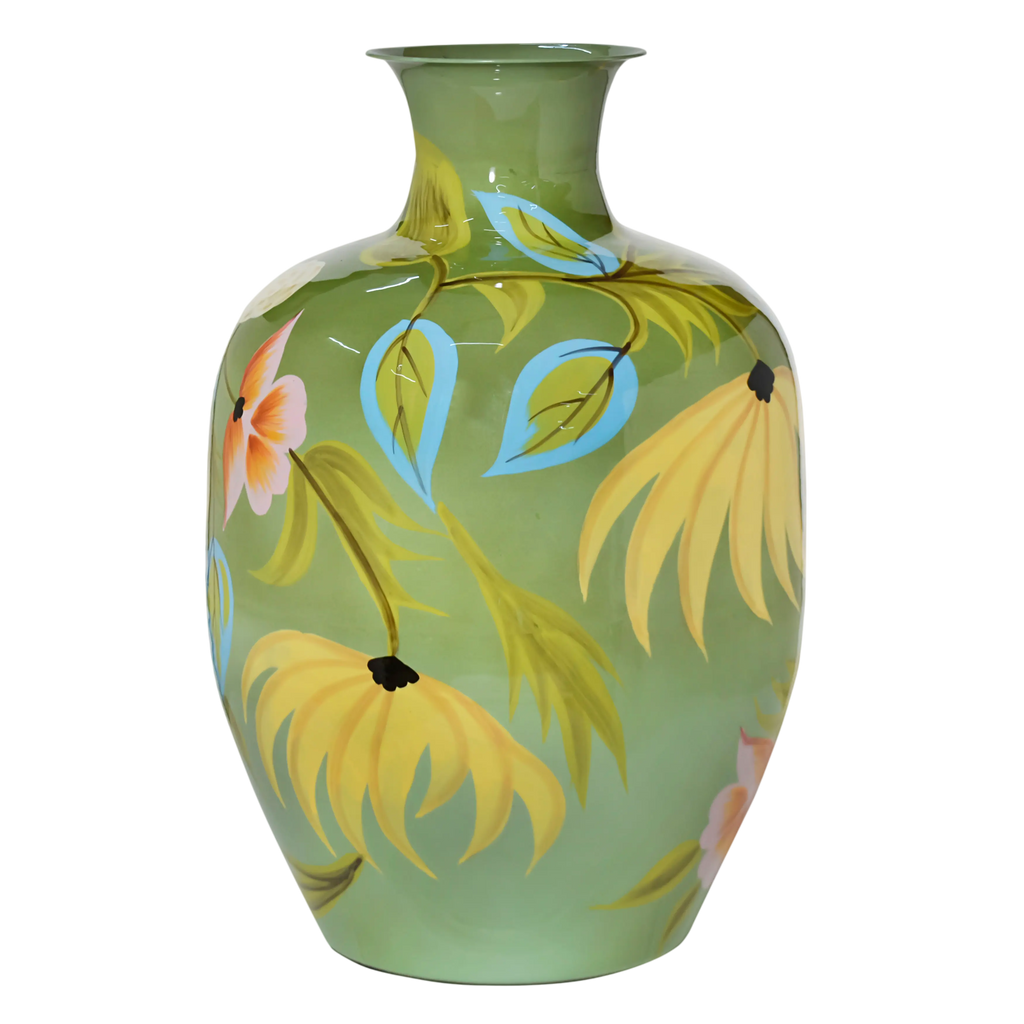 Vase handpainted light green enamel IR 33x33x49