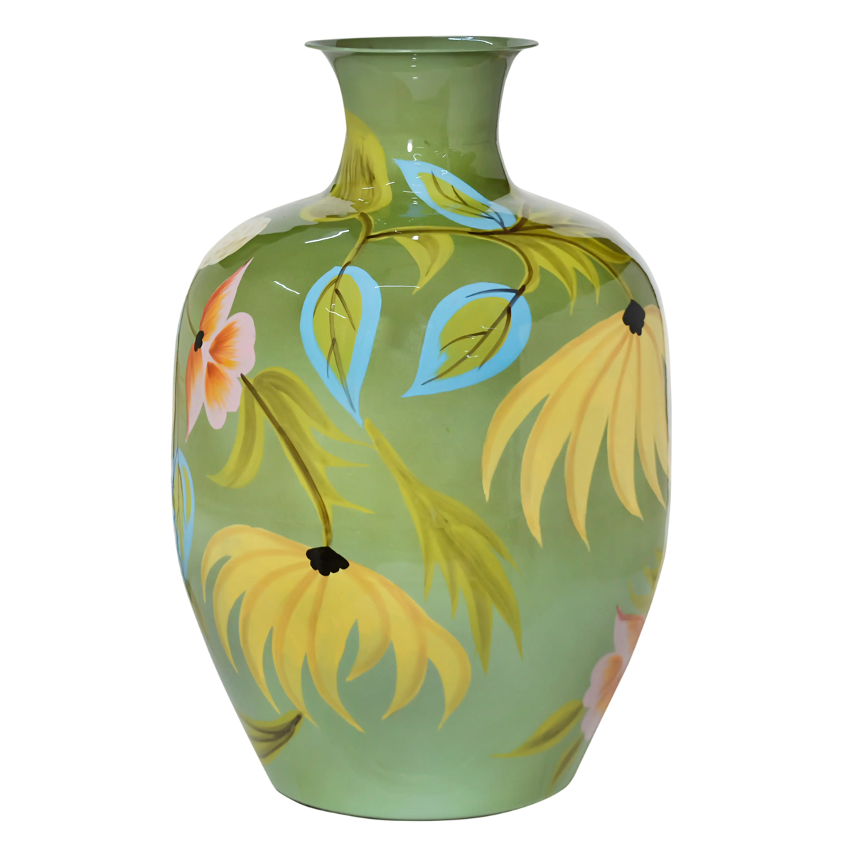 Vase handpainted light green enamel IR 33x33x49