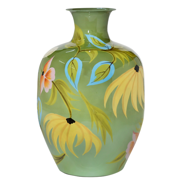 Vase handpainted light green enamel IR 33x33x49