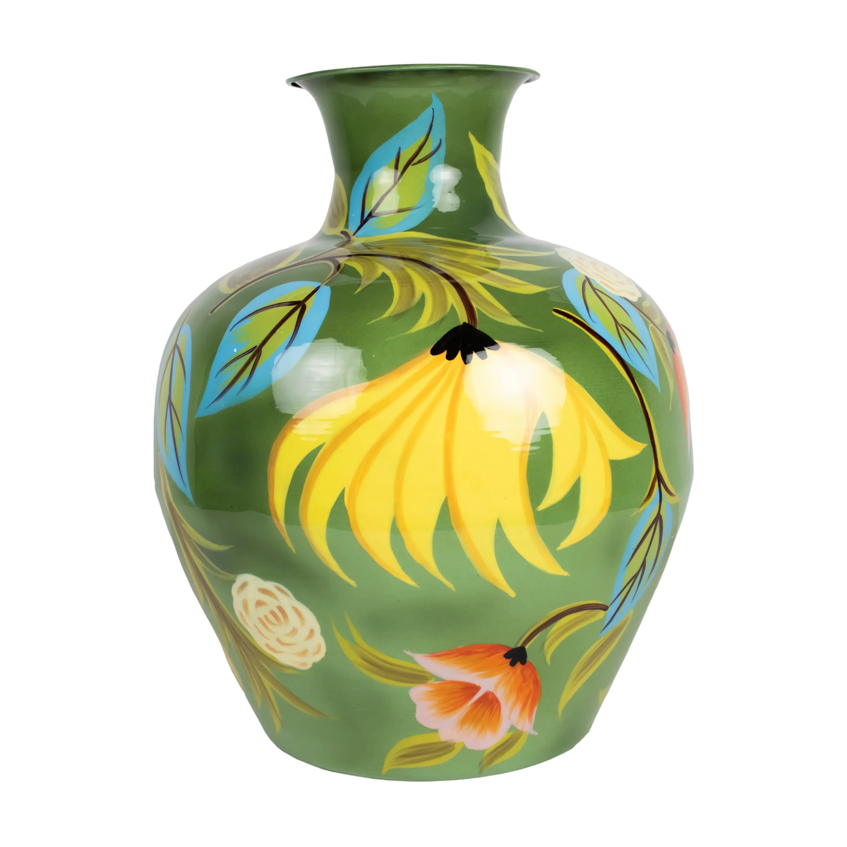 Vase handpainted light green enamel IR 32x32x39