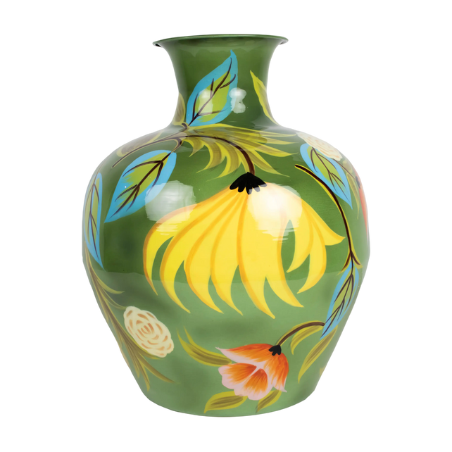 Vase handpainted light green enamel IR 32x32x39
