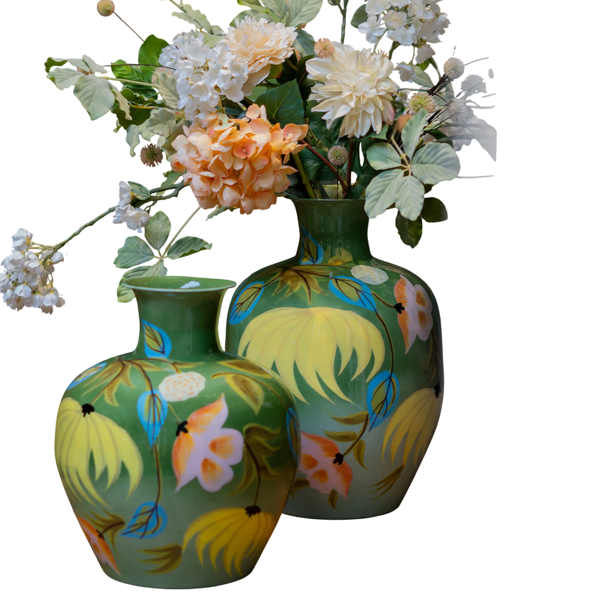 Vase handpainted light green enamel IR 32x32x39