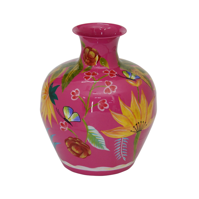 Vase handpainted fuchsia enamel IR 32x32x39