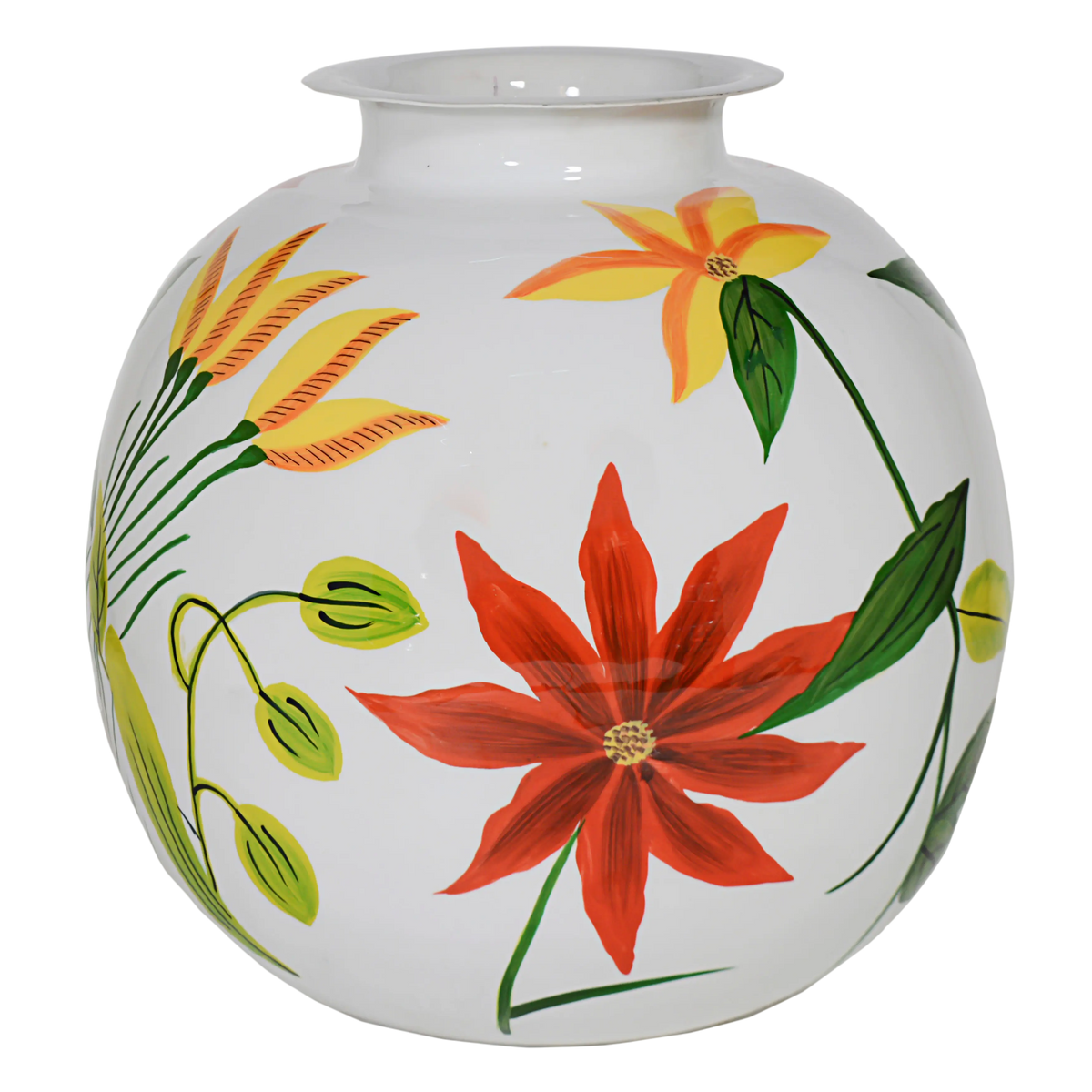 Vase handpainted white enamel IR 41x41x41