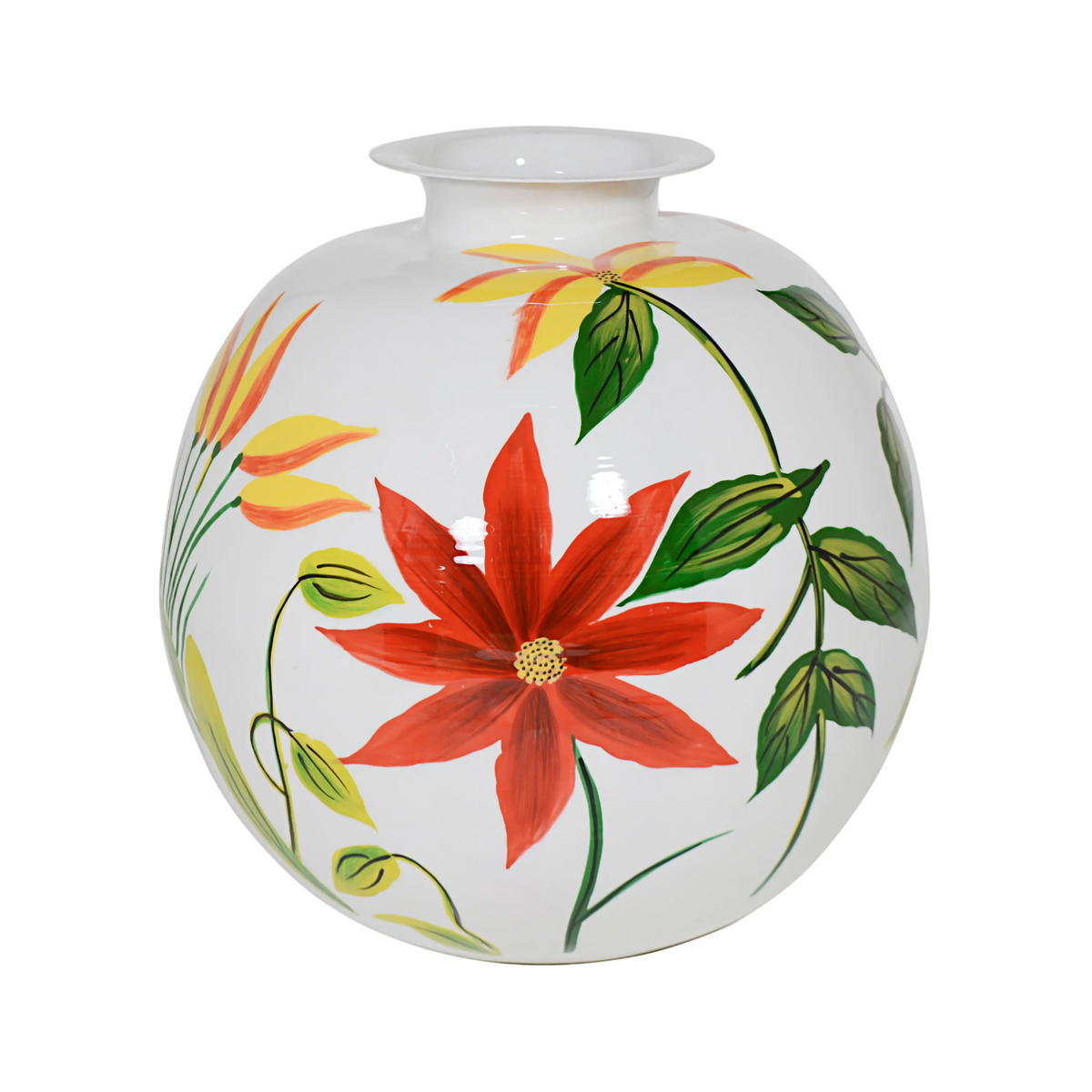 Vase handpainted white enamel IR 36x36x36