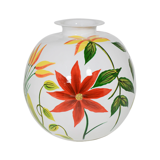 Vase handpainted white enamel IR 36x36x36