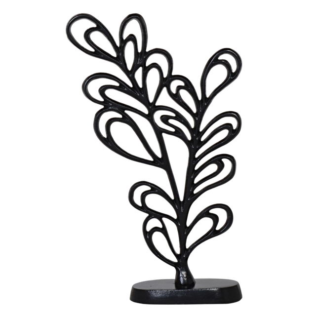 Decorative flower ornament ALU RAW/MATTBLACK 23x8x38