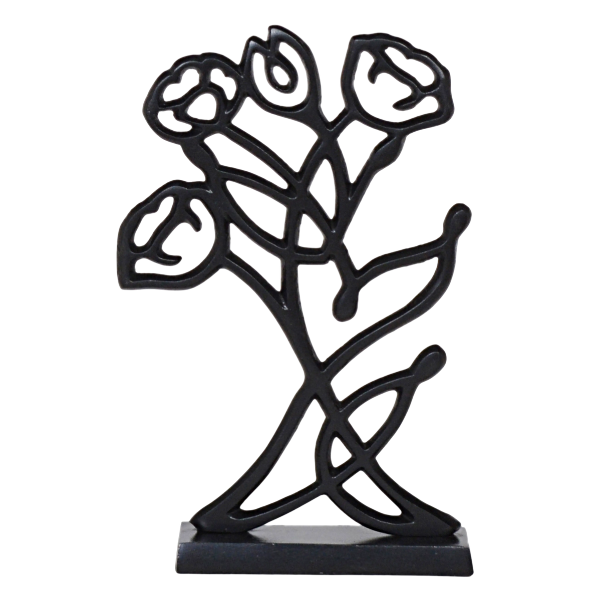 Decorative flower ornament ALU RAW/MATTBLACK 22x6x34