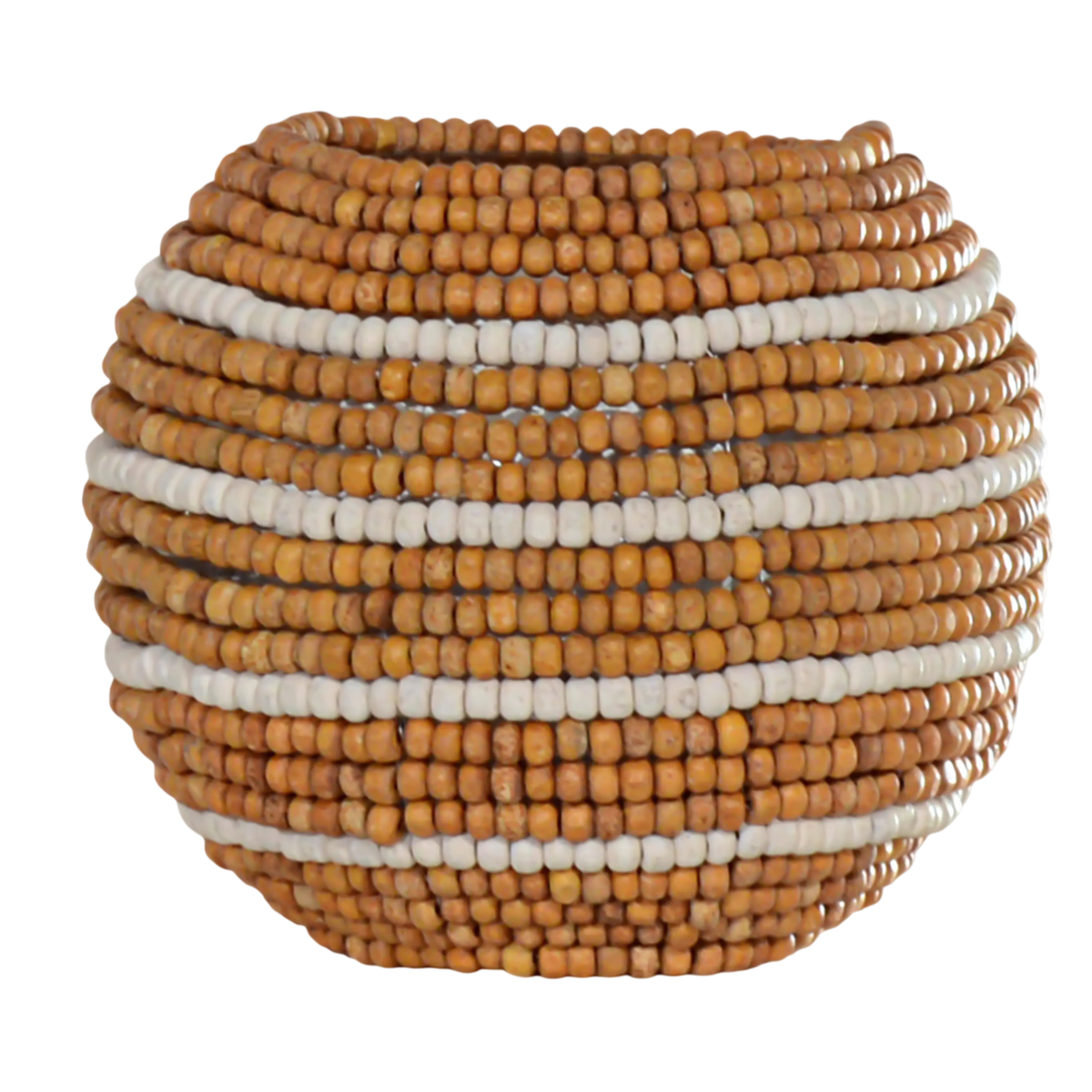 Votive brown/natural wooden beads glass 15x15x13