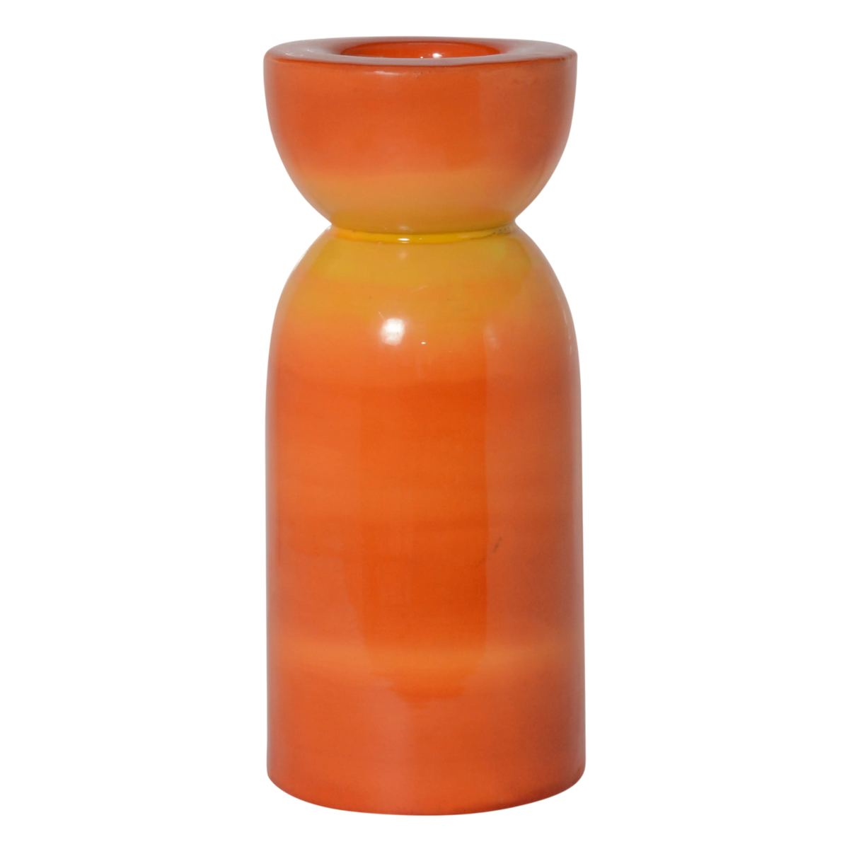 Candle holder orange/yellow enamel IR 12x12x28