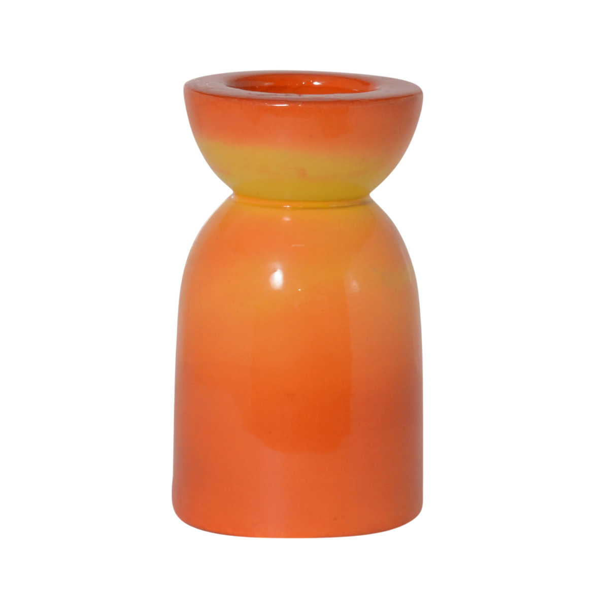 Candle holder orange/yellow enamel IR 10x10x18