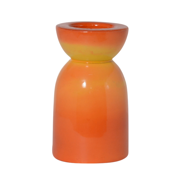 Candle holder orange/yellow enamel IR 10x10x18