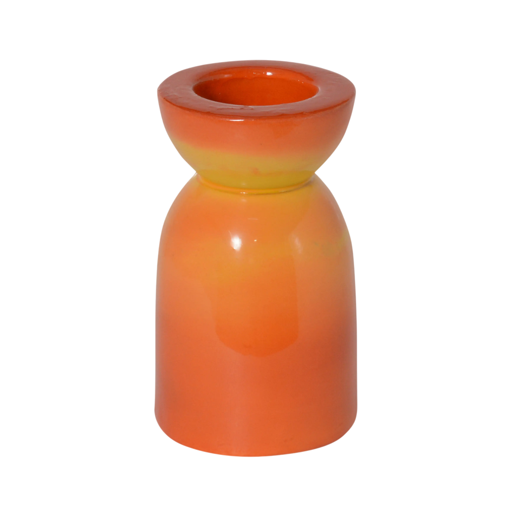 Candle holder orange/yellow enamel IR 10x10x18