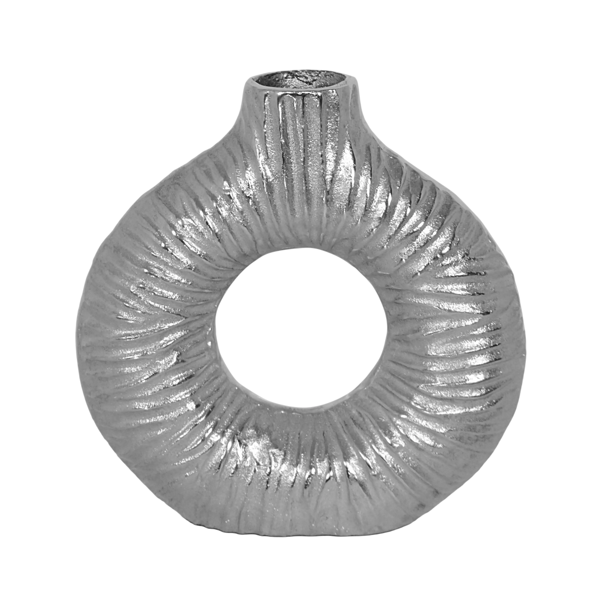 Vase w/hole ALU RAW/NI 24x7x25