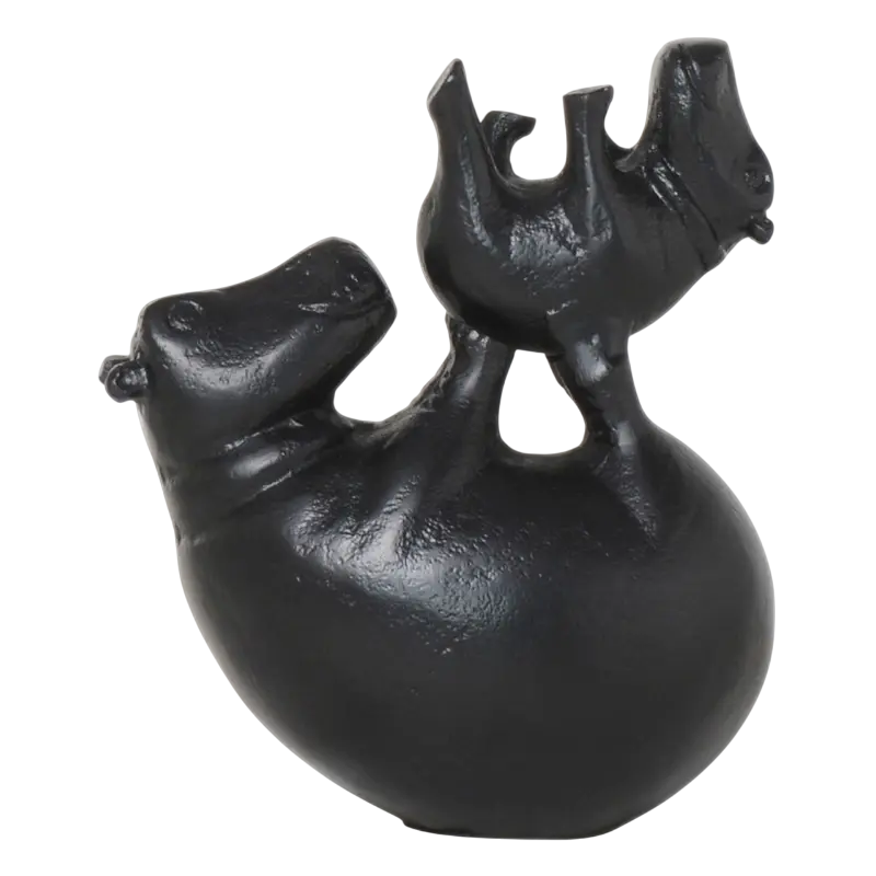 Decorative hippo mattblack ALU18x10x21