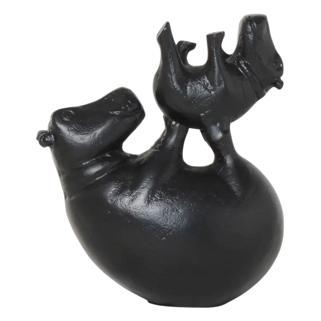Decorative hippo mattblack ALU18x10x21