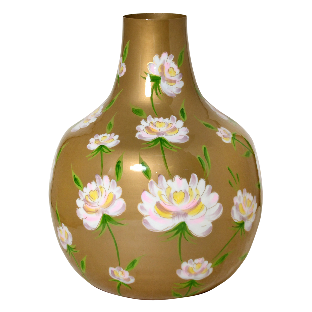 Vase handpainted w/flowers gold enamel IR 41x41x54