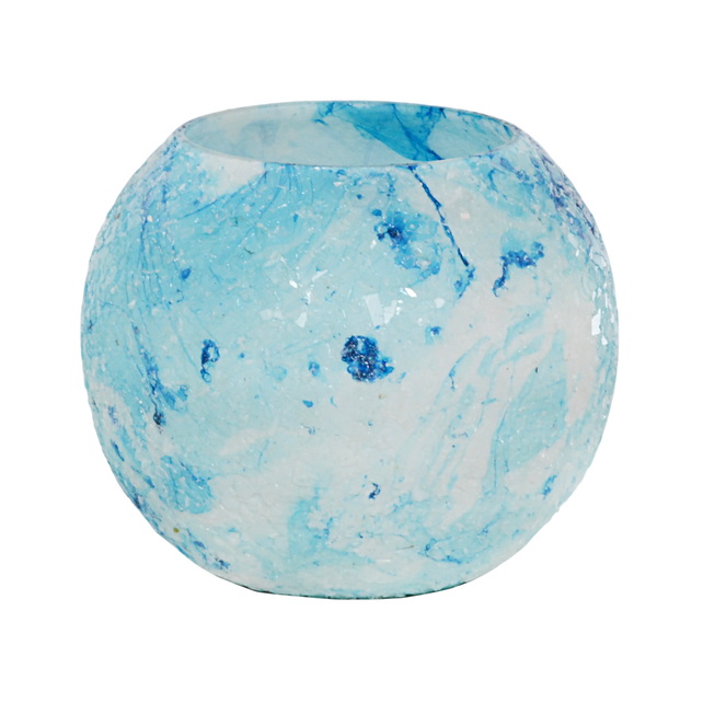 Vase light blue glass mosaic 14x14x12