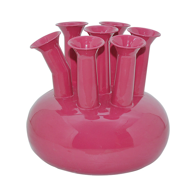 Vase 7 mouth fuchsia enamel IR 39x39x38