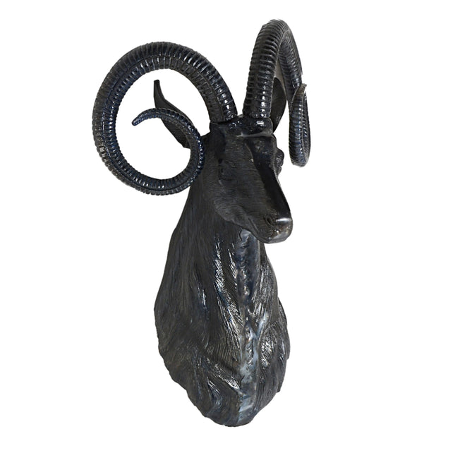 Decorative wall ram head ALU RAW/GUN 61x37x26