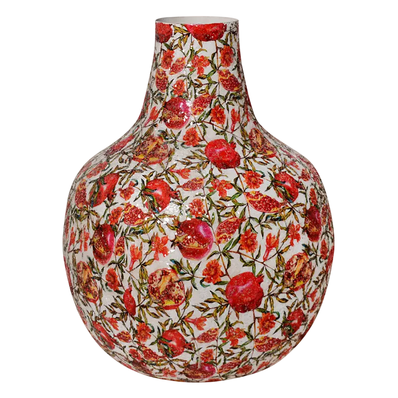 Vase pomegrenate print mosaic multi/taupe IR 40x40x5