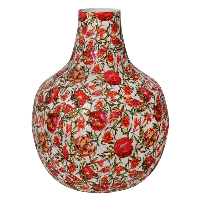 Vase pomegrenate print mosaic multi/taupe IR 40x40x5