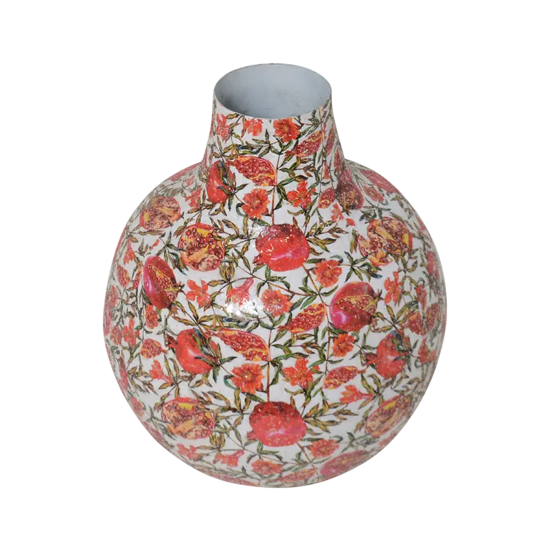 Vase pomegrenate print mosaic multi/taupe IR 35x35x4