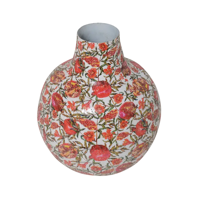 Vase pomegrenate print mosaic multi/taupe IR 35x35x4