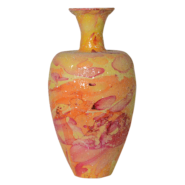 Vase mosaic yellow/red IR 23x23x44