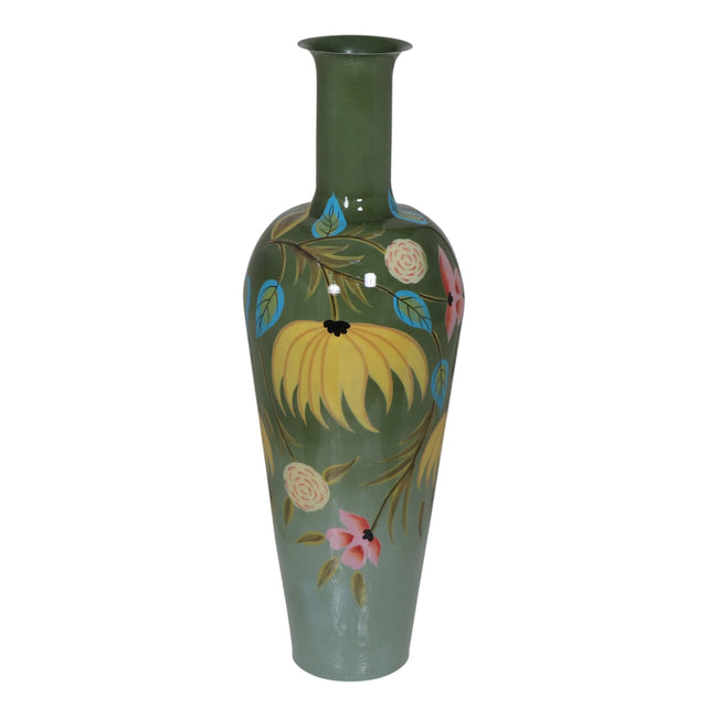 Vase high handpainted light green enamel IR 40x40x120