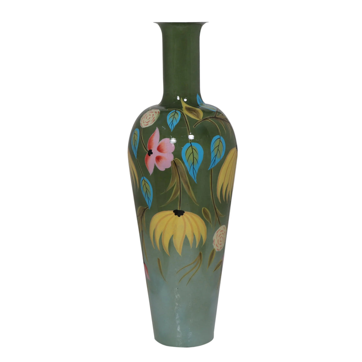 Vase high handpainted light green enamel IR 40x40x120
