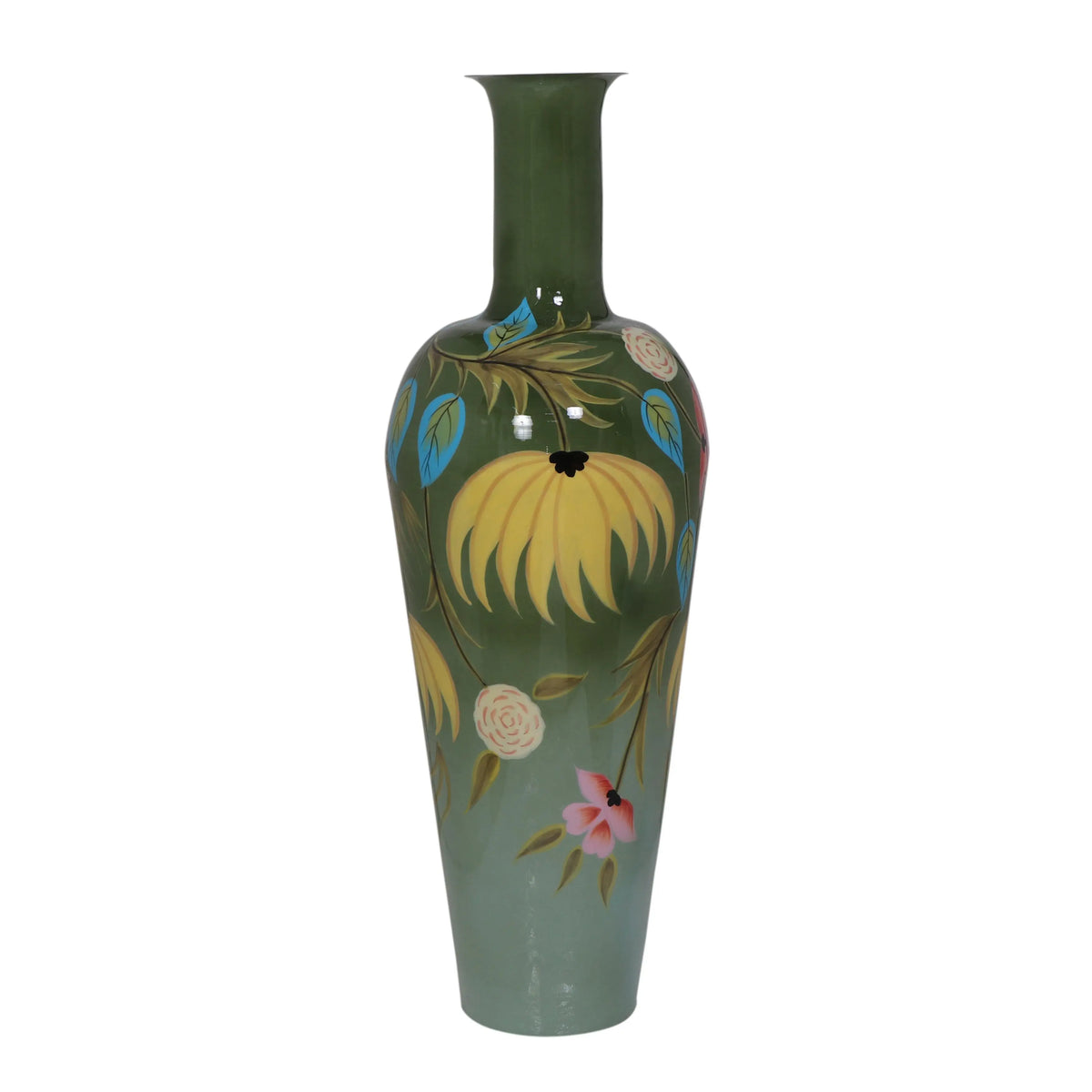 Vase high handpainted light green enamel IR 40x40x120