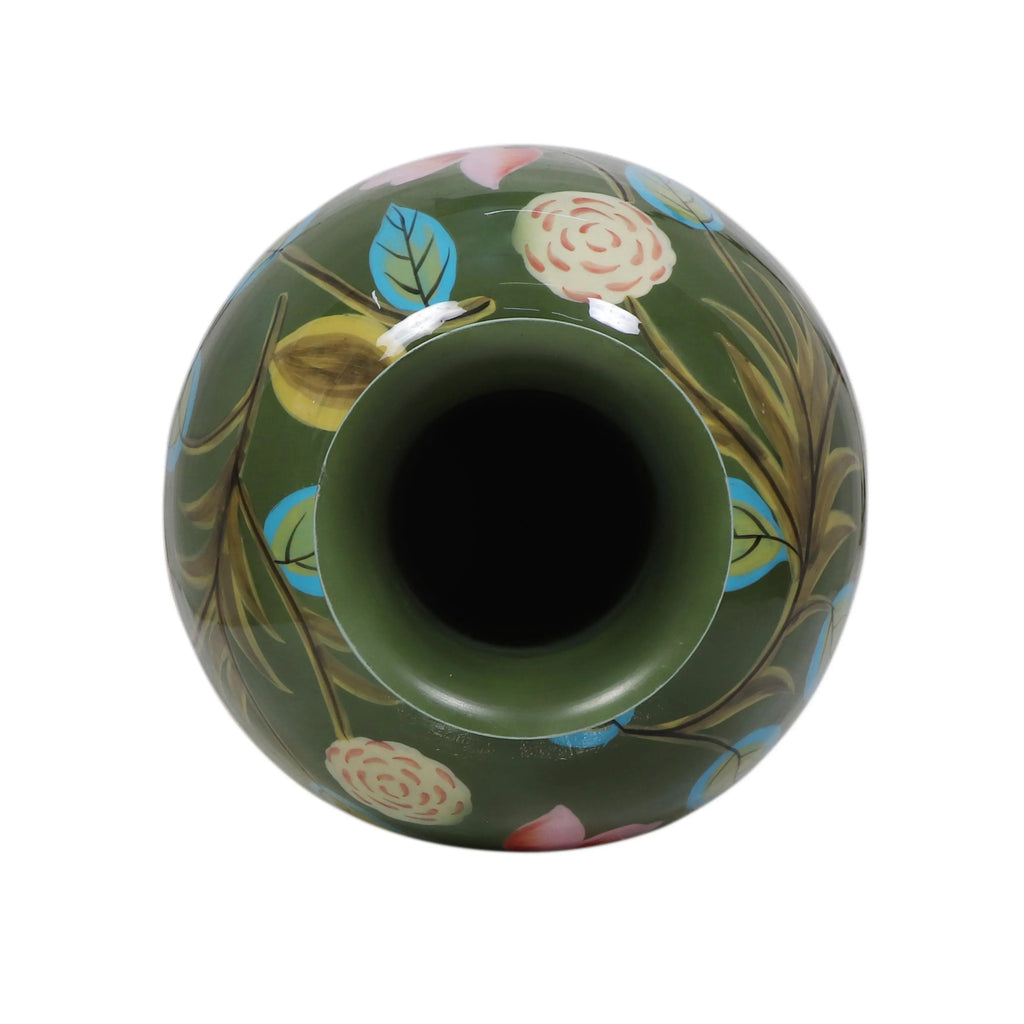 Vase high handpainted light green enamel IR 40x40x120