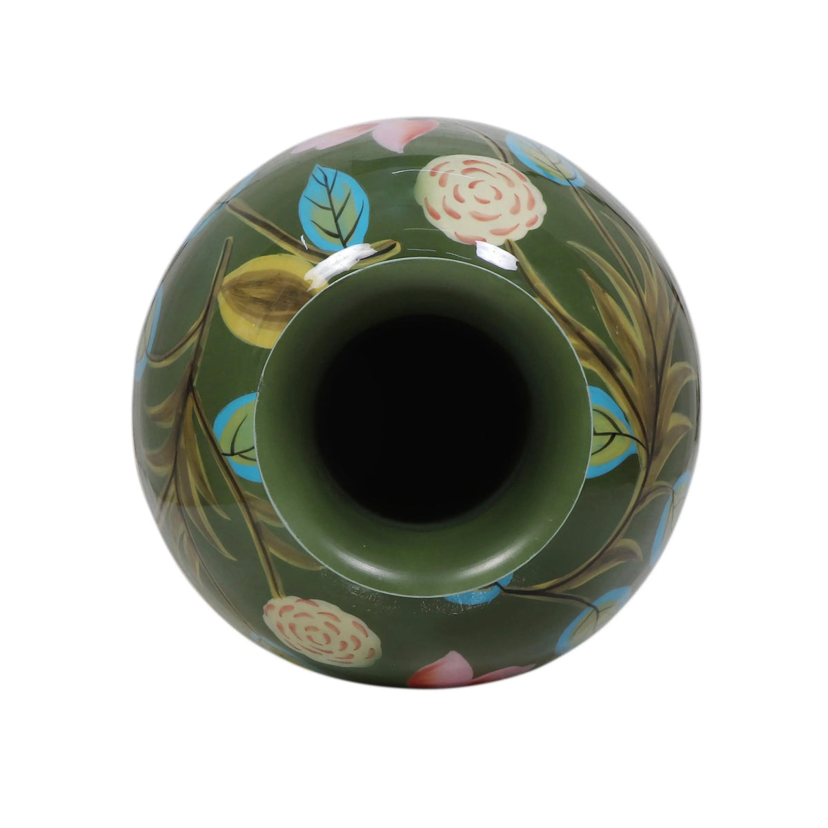 Vase high handpainted light green enamel IR 40x40x120