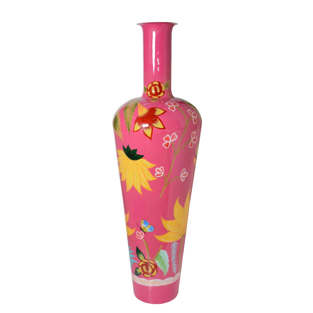 Vase high handpainted fuchsia w/flowers enamel IR 50x50x164