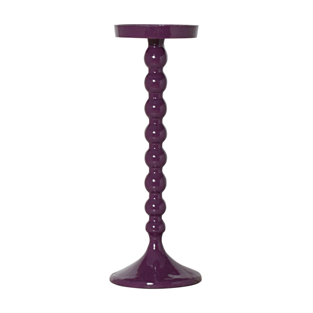 Candle holder dark purple enamel ALU RAW 13x13x35