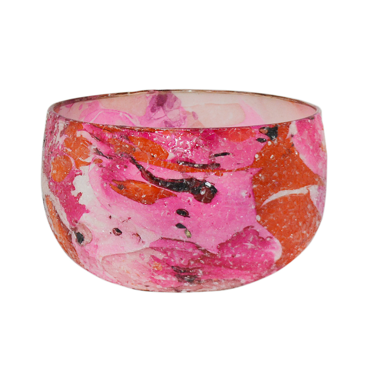 Waxinelichtje fuchsia mozaïek glas 16x16x10