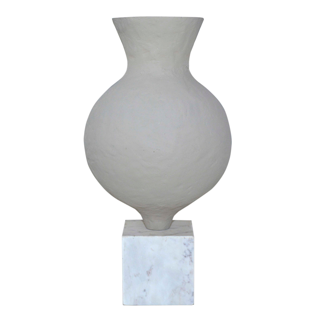 Vase on marble stand ALU RAW/STONE 32x32x61