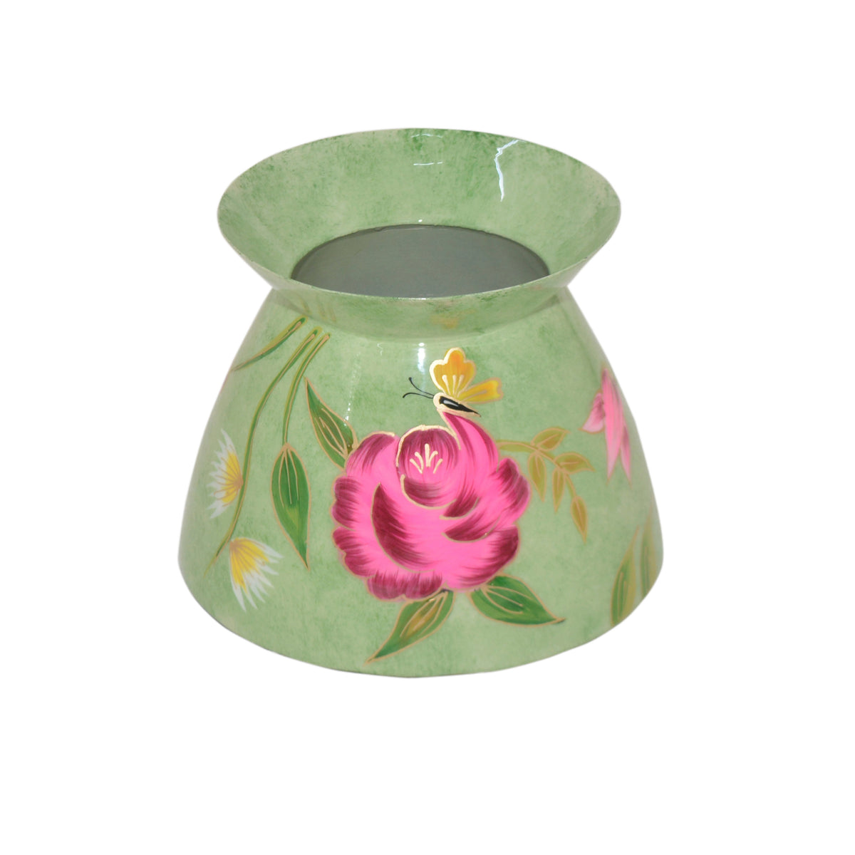 Vase handpainted soft green enamel IR 19x19x15